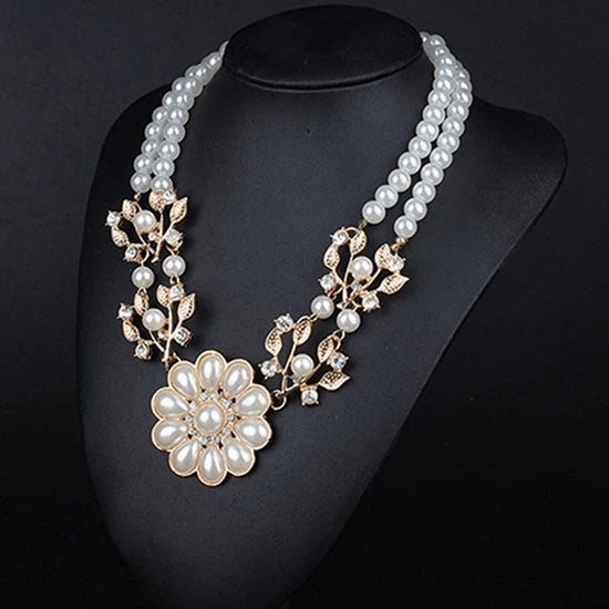 TouchUp And More Bohemian Pearl Flower Choker Necklace
