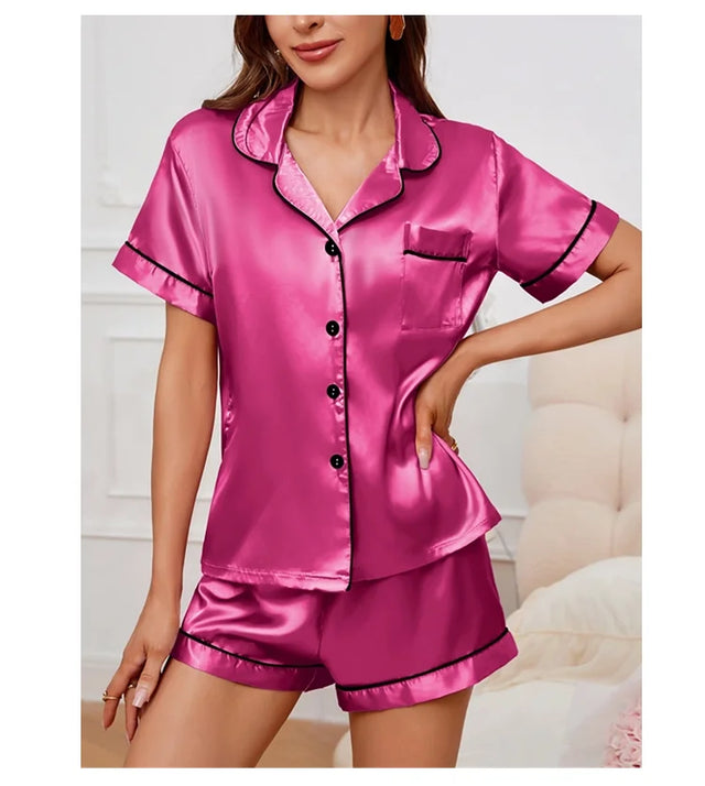 TouchUp And More Summer Silk Satin Pajamas Set