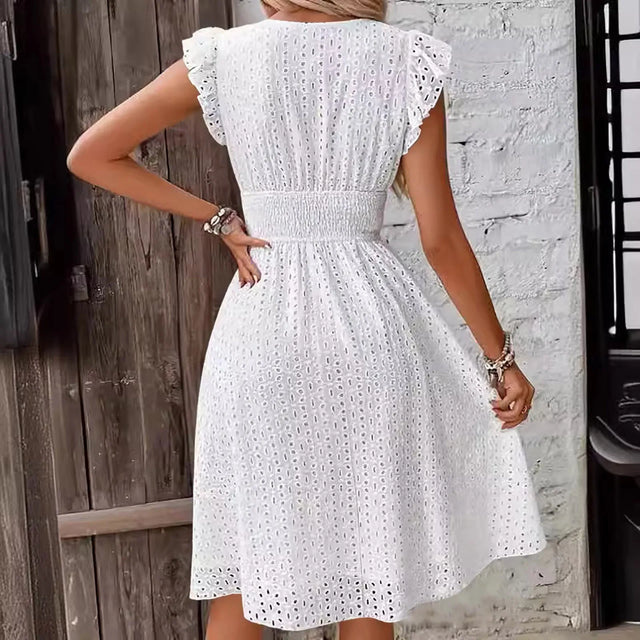TouchUp And More Lace Jacquard V-Neck Midi Dress