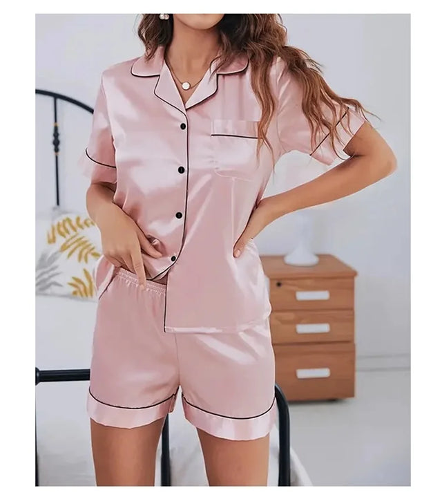 TouchUp And More Summer Silk Satin Pajamas Set