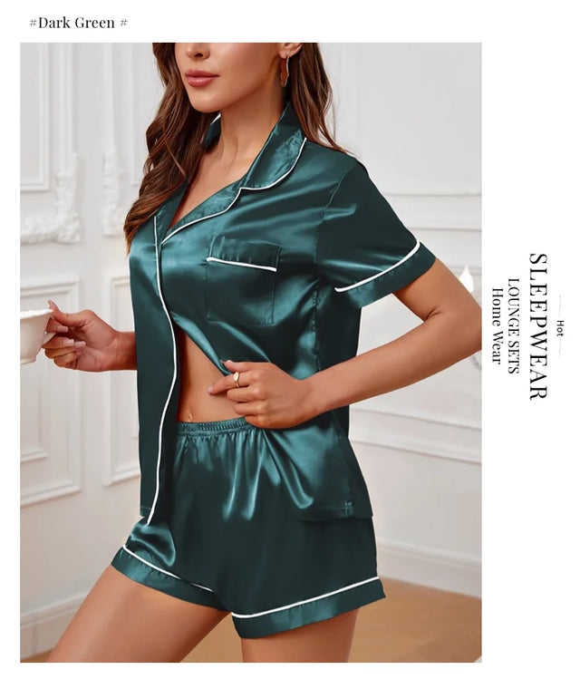 TouchUp And More Summer Silk Satin Pajamas Set