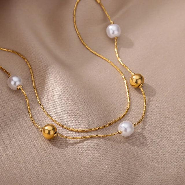 TouchUp And More Gold Pearl Double Chain Bracelet