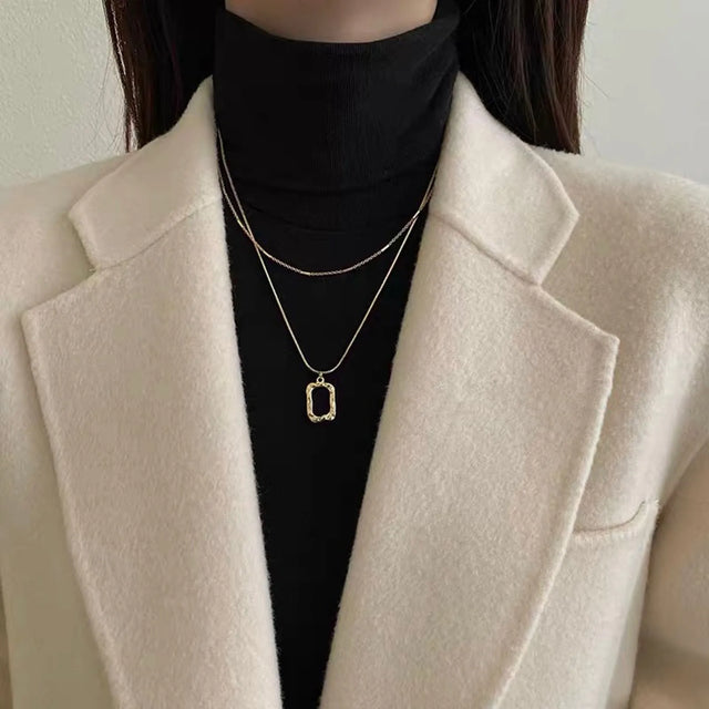 TouchUp And More Gold Plated Rectangle Pendant Necklace Set