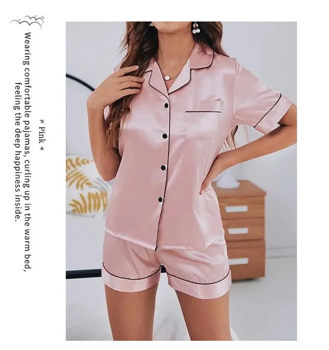 TouchUp And More Summer Silk Satin Pajamas Set