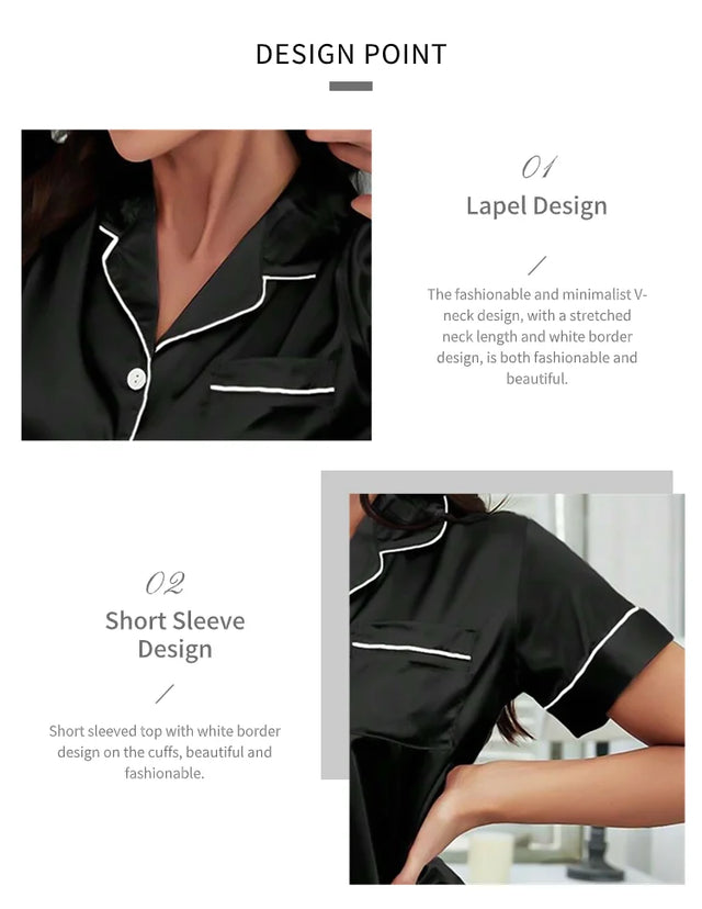 TouchUp And More Summer Silk Satin Pajamas Set