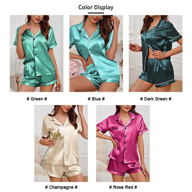 TouchUp And More Summer Silk Satin Pajamas Set