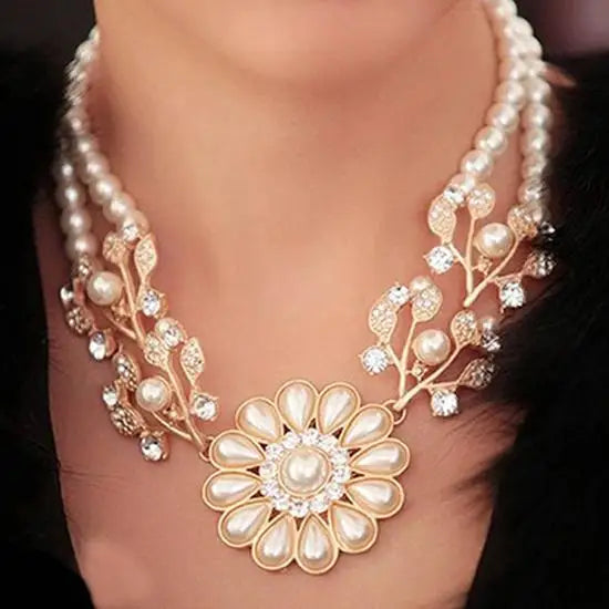 TouchUp And More Bohemian Pearl Flower Choker Necklace