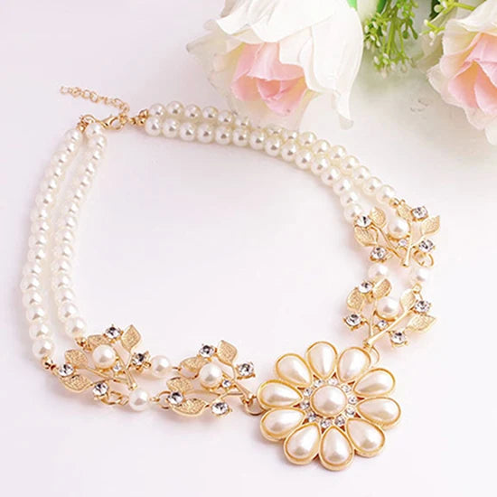 TouchUp And More Bohemian Pearl Flower Choker Necklace