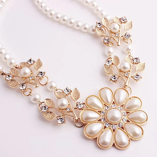 TouchUp And More Bohemian Pearl Flower Choker Necklace