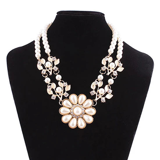 TouchUp And More Bohemian Pearl Flower Choker Necklace
