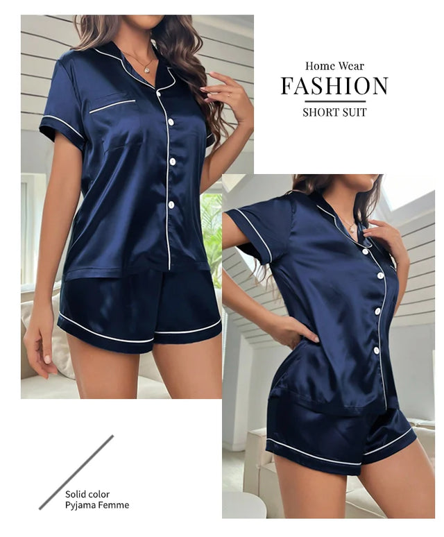 TouchUp And More Summer Silk Satin Pajamas Set