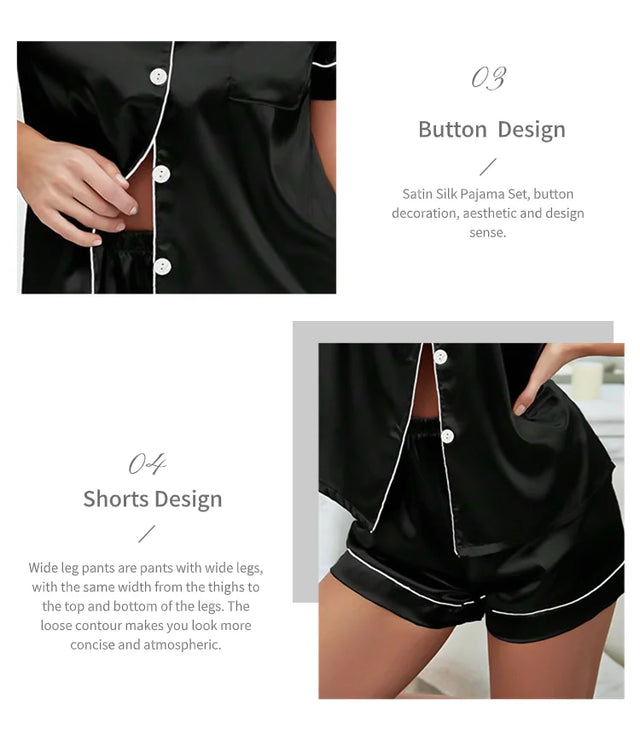 TouchUp And More Summer Silk Satin Pajamas Set