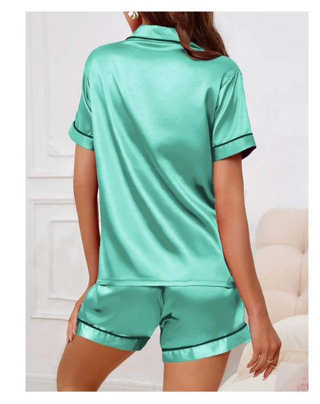 TouchUp And More Summer Silk Satin Pajamas Set