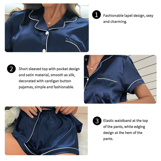 TouchUp And More Summer Silk Satin Pajamas Set