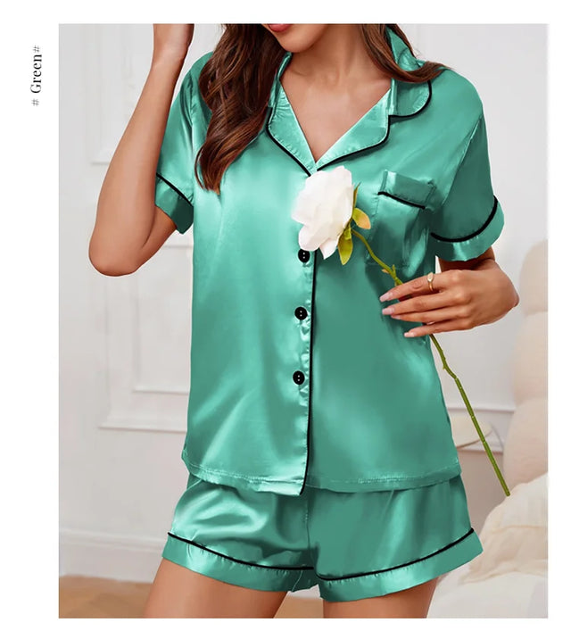 TouchUp And More Summer Silk Satin Pajamas Set