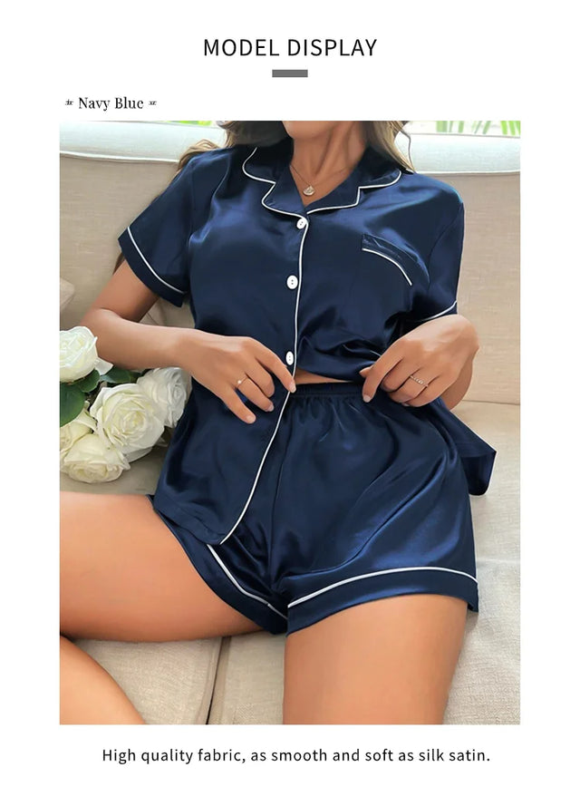 TouchUp And More Summer Silk Satin Pajamas Set