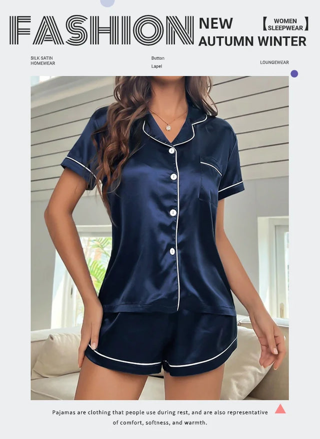 TouchUp And More Summer Silk Satin Pajamas Set
