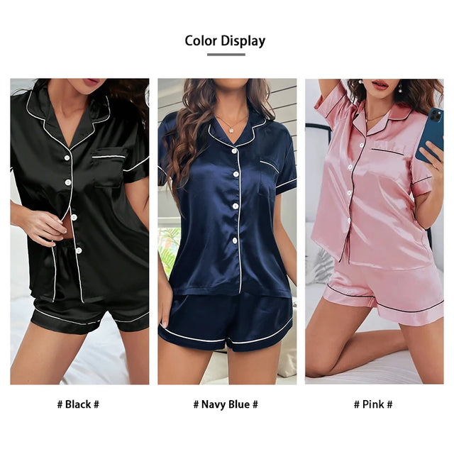 TouchUp And More Summer Silk Satin Pajamas Set
