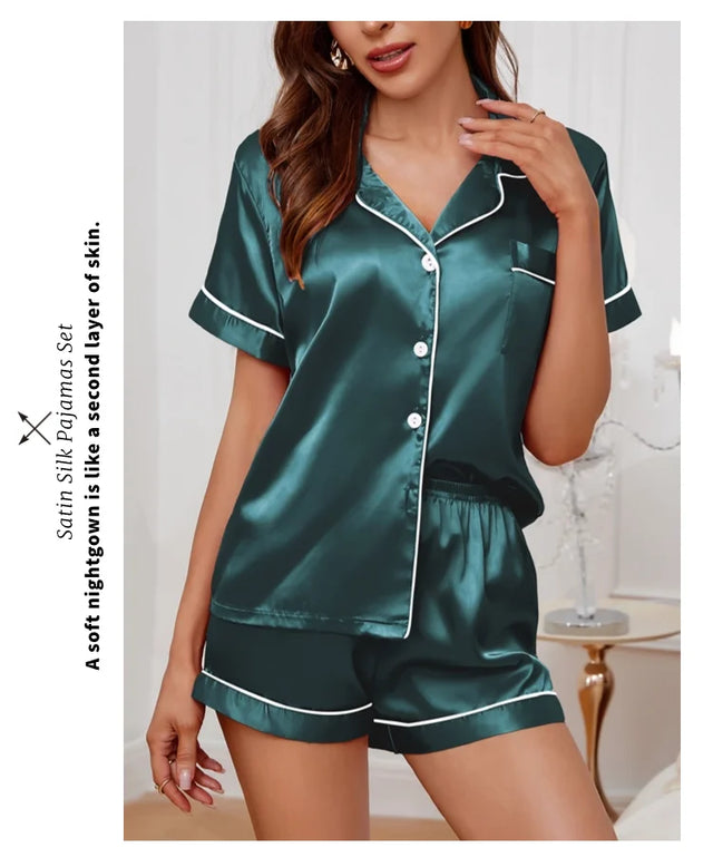 TouchUp And More Summer Silk Satin Pajamas Set