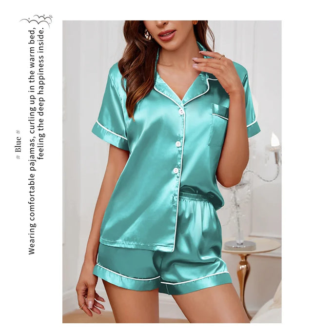 TouchUp And More Summer Silk Satin Pajamas Set
